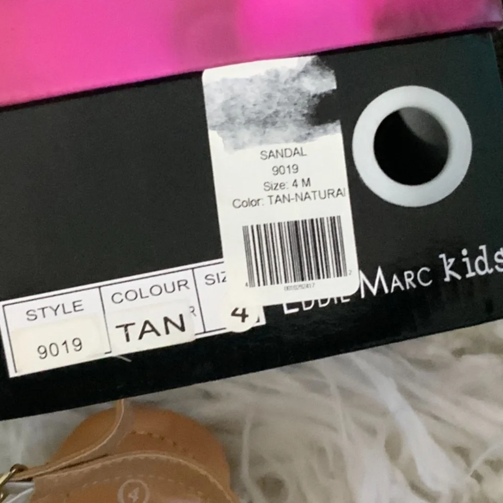 Eddie Marc Girls Kids sandals brown shoes with gold metallic accents Size 4 New